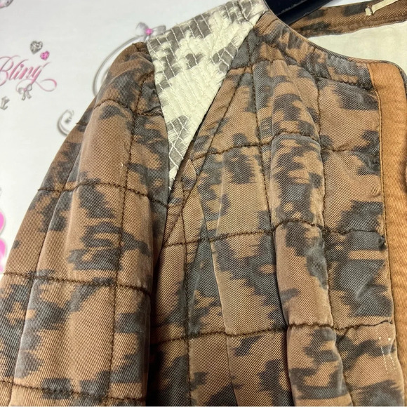 Wilfred Aritzia jacket coat  quilted brown lace pattern elbow patches luxe boho - Picture 11 of 14